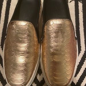ZCD Montreal gold leather mule slide sneakers